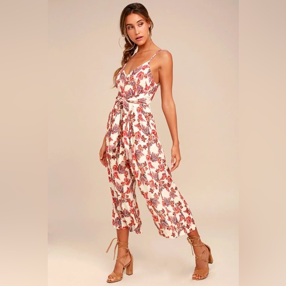Free People Hot Tropics Cream Print Midi Jumpsuit - Picture 3 of 6